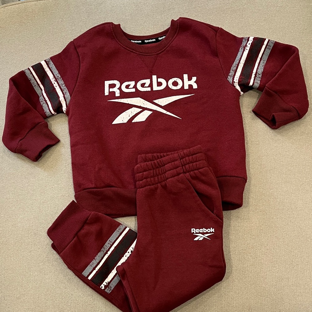 Reebok Kids Matching Set in Burgundy and White